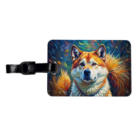 Akita Dog Expressionism Art Travel Faux Leather Luggage Tag