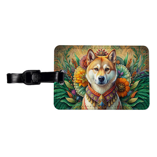 Akita Dog French Bohemian Art Travel Faux Leather Luggage Tag