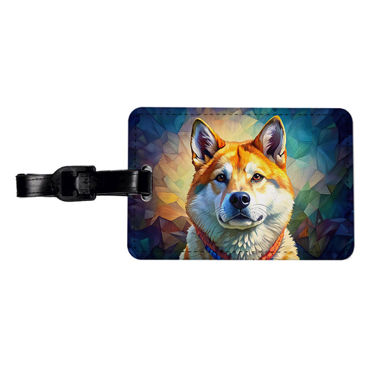 Akita Dog Pop Art Travel Faux Leather Luggage Tag