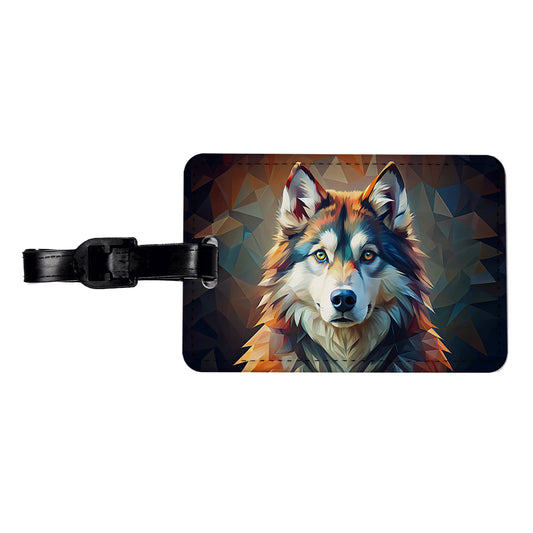 Alaskan Malamute Dog Abstract Stylized Art Travel Faux Leather Luggage Tag