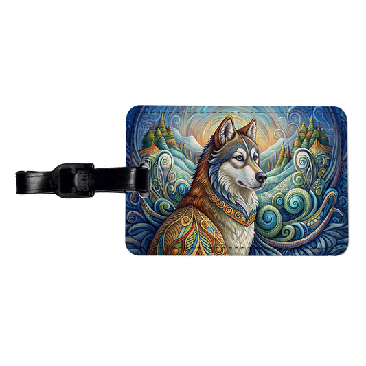Alaskan Malamute Dog Art Nouveau Travel Faux Leather Luggage Tag
