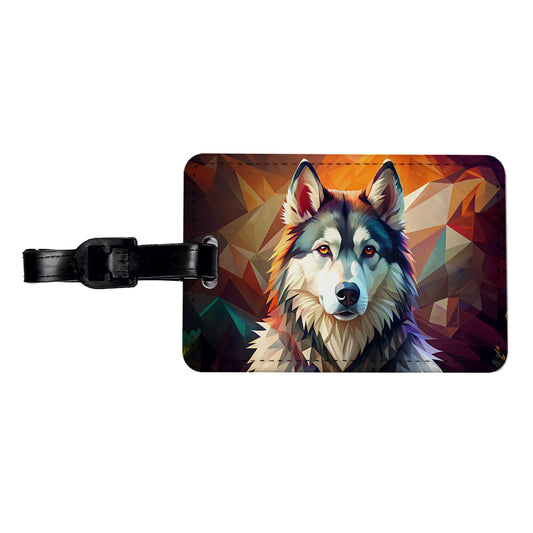 Alaskan Malamute Dog Contemporary Art Travel Faux Leather Luggage Tag