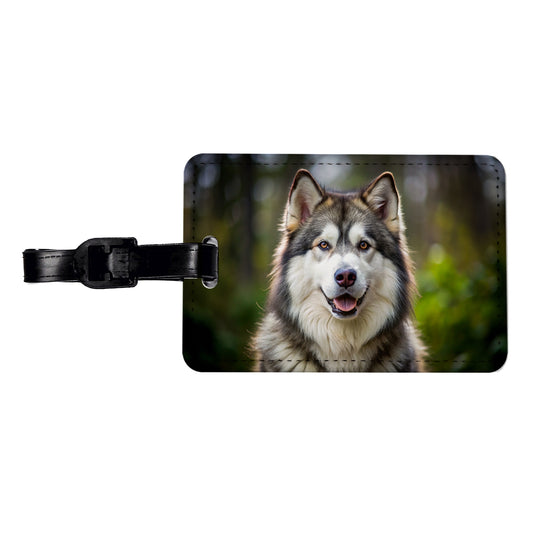Alaskan Malamute Dog Photo Travel Faux Leather Luggage Tag
