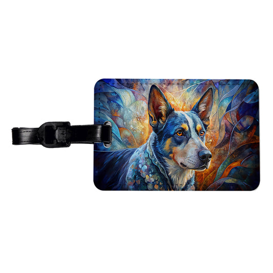 Australian Cattle Dog Abstract Art Travel Faux Leather Luggage Tag