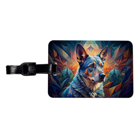 Australian Cattle Dog Abstract Stylized Art Travel Faux Leather Luggage Tag