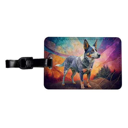 Australian Cattle Dog Contemporary Art Travel Faux Leather Luggage Tag