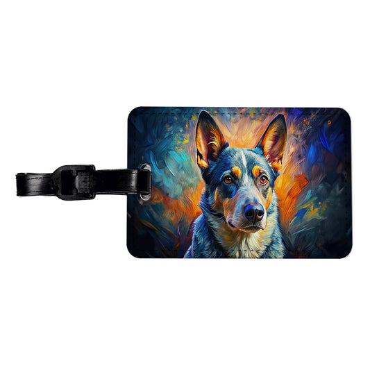 Australian Cattle Dog Expressionism Art Travel Faux Leather Luggage Tag