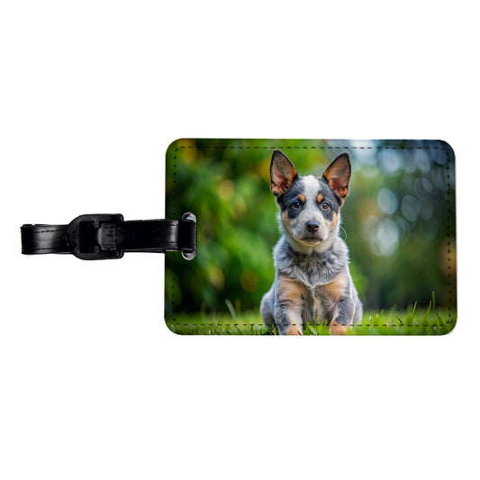 Australian Cattle Dog Puppy Photo Travel Faux Leather Luggage Tag