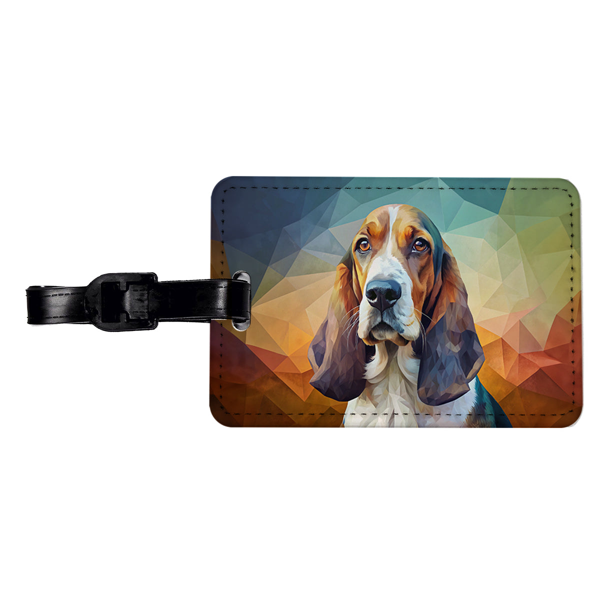 Basset Hound Dog Contemporary Art Travel Faux Leather Luggage Tag