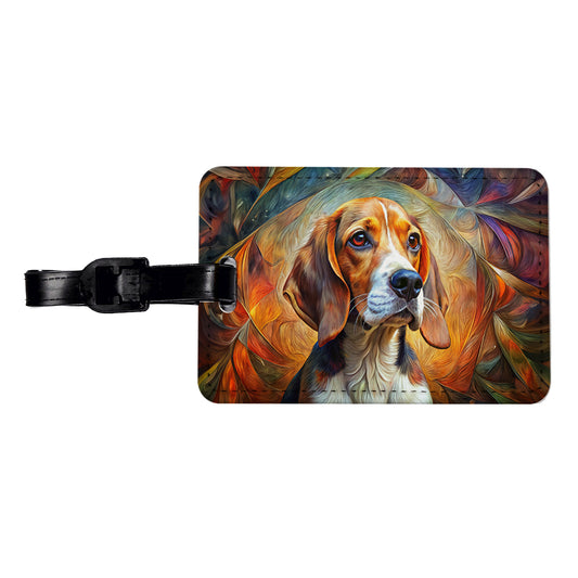 Beagle Dog Abstract Art Travel Faux Leather Luggage Tag