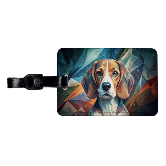 Beagle Dog Abstract Stylized Art Travel Faux Leather Luggage Tag