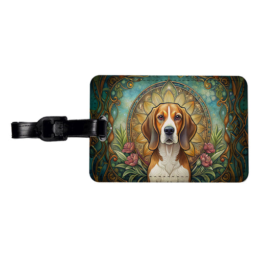 Beagle Dog Art Nouveau Travel Faux Leather Luggage Tag