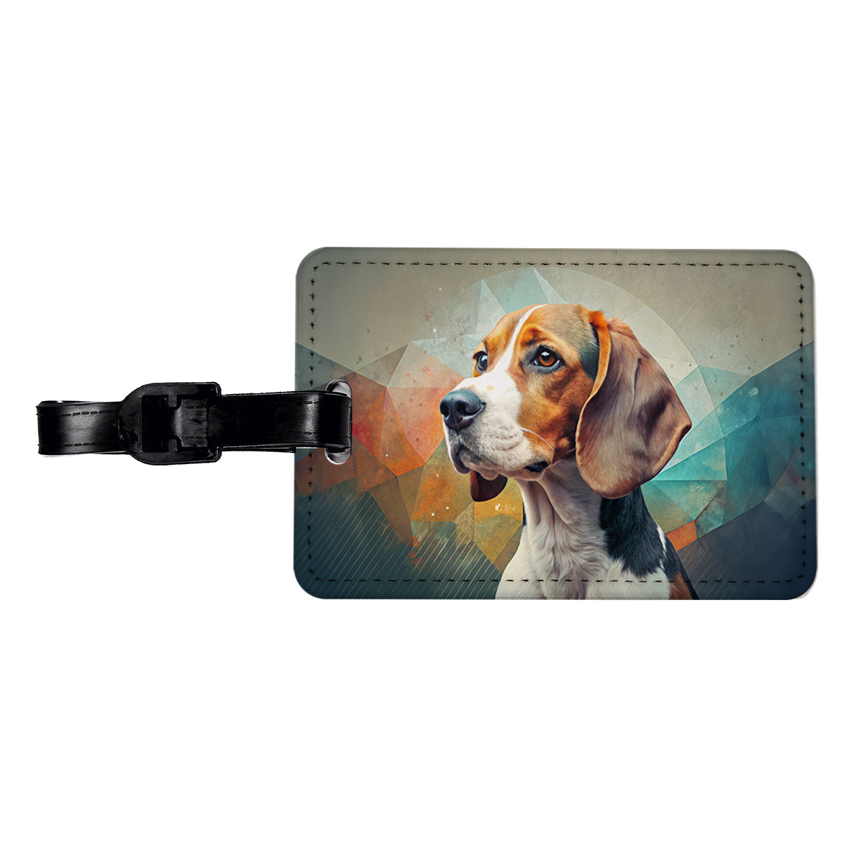 Beagle Dog Contemporary Art Travel Faux Leather Luggage Tag