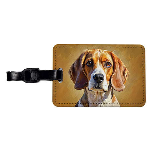 Beagle Dog Illustration Travel Faux Leather Luggage Tag