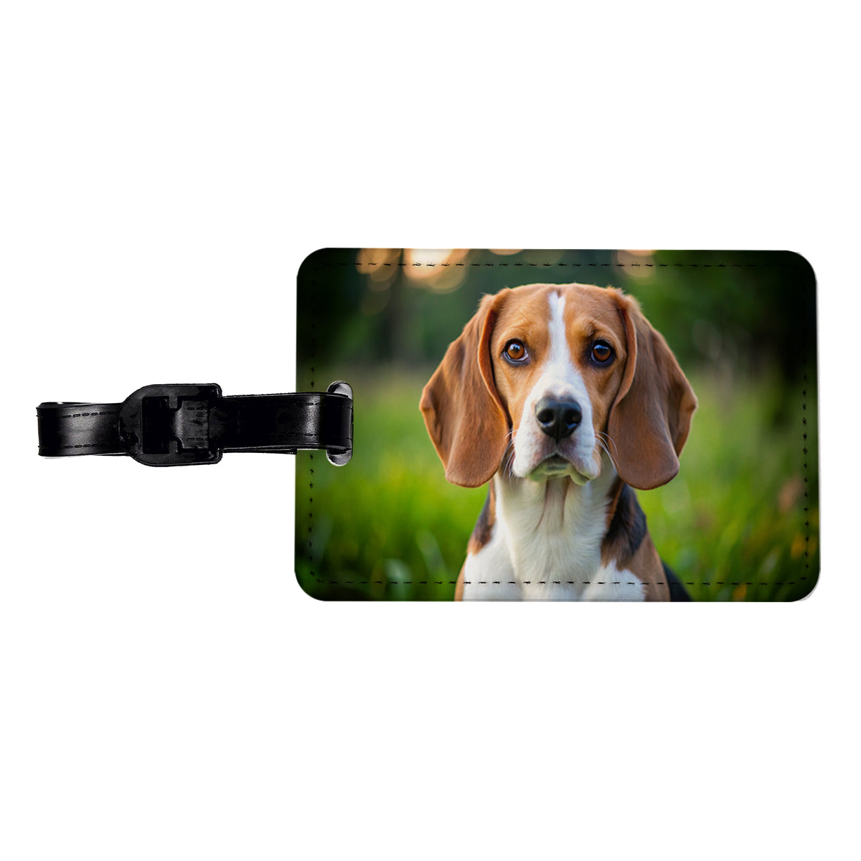 Beagle Dog Photo Travel Faux Leather Luggage Tag