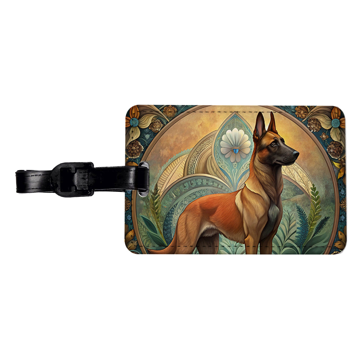 Belgian Malinois Dog Art Nouveau Travel Faux Leather Luggage Tag