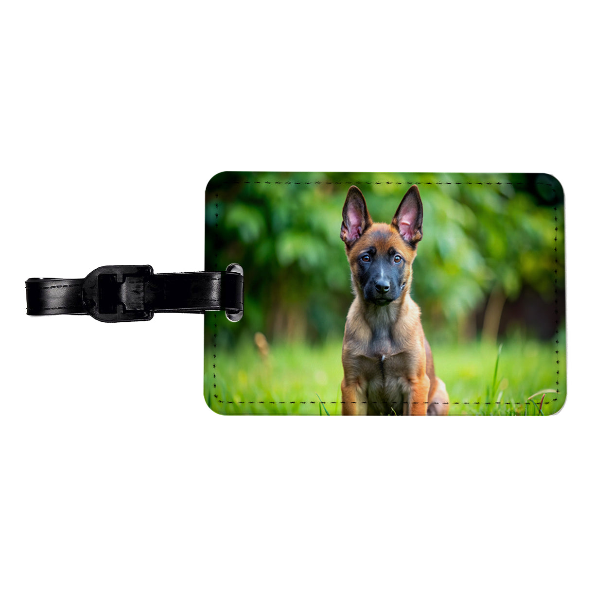 Belgian Malinois Dog Puppy Photo Travel Faux Leather Luggage Tag