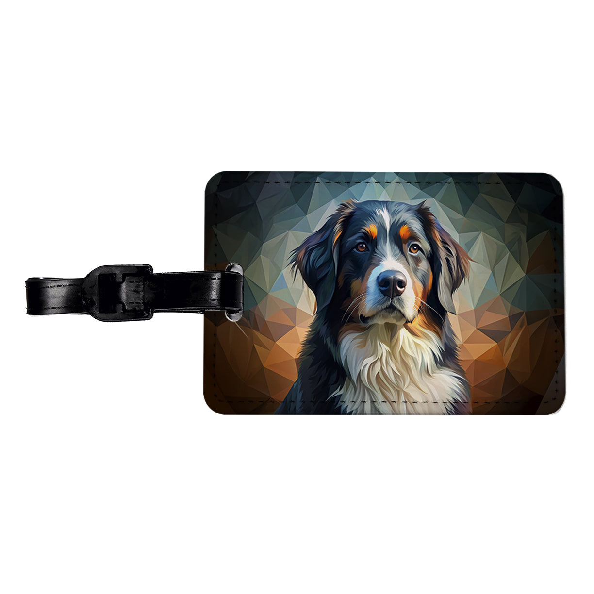 Bernese Mountain Dog Abstract Stylized Art Travel Faux Leather Luggage Tag