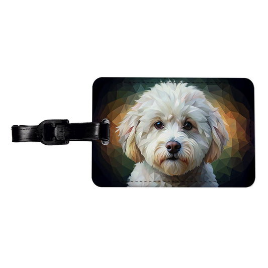 Bichon Frise Dog Abstract Stylized Art Travel Faux Leather Luggage Tag