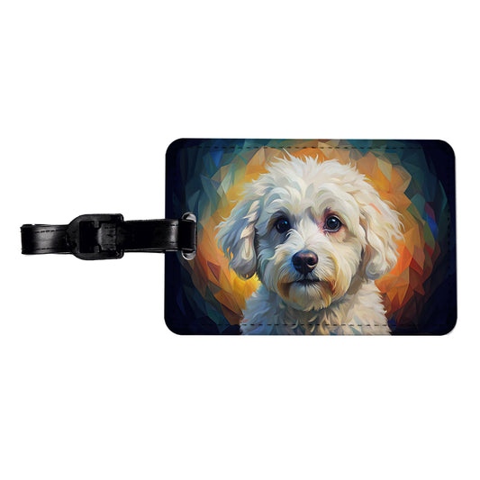 Bichon Frise Dog Expressionism Art Travel Faux Leather Luggage Tag