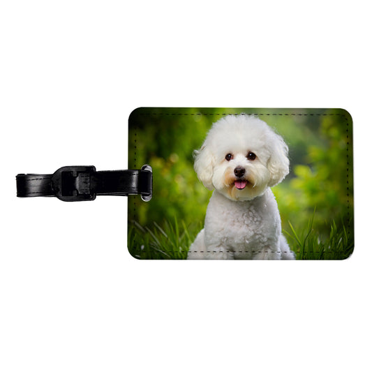 Bichon Frise Dog Photo Travel Faux Leather Luggage Tag