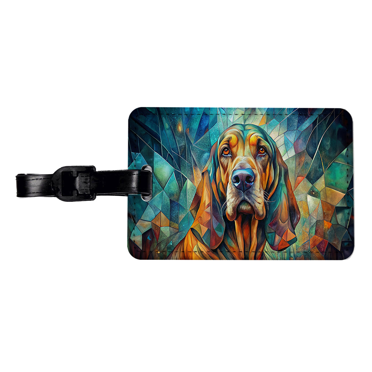 Bloodhound Dog Abstract Art Travel Faux Leather Luggage Tag