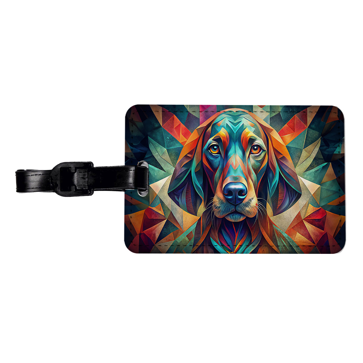 Bloodhound Dog Abstract Stylized Art Travel Faux Leather Luggage Tag