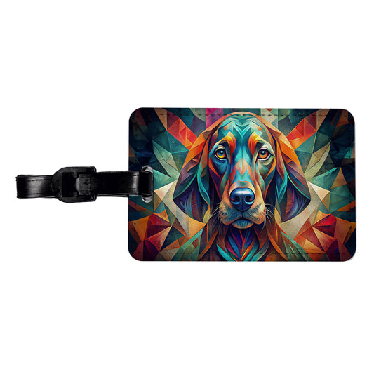 Bloodhound Dog Abstract Stylized Art Travel Faux Leather Luggage Tag