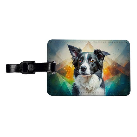 Border Collie Dog Contemporary Art Travel Faux Leather Luggage Tag
