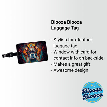 Boston Terrier Dog Abstract Stylized Art Travel Faux Leather Luggage Tag