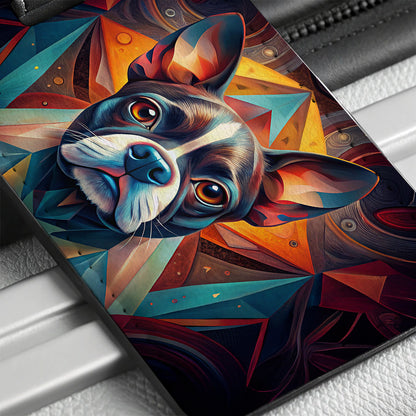 Boston Terrier Dog Abstract Stylized Art Travel Faux Leather Luggage Tag