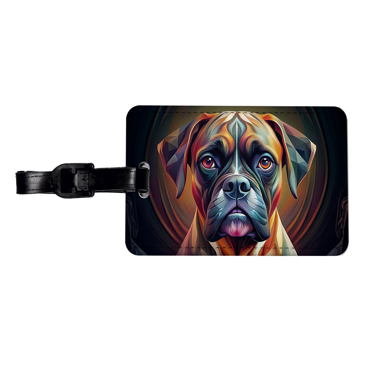 Boxer Dog Abstract Stylized Art Travel Faux Leather Luggage Tag
