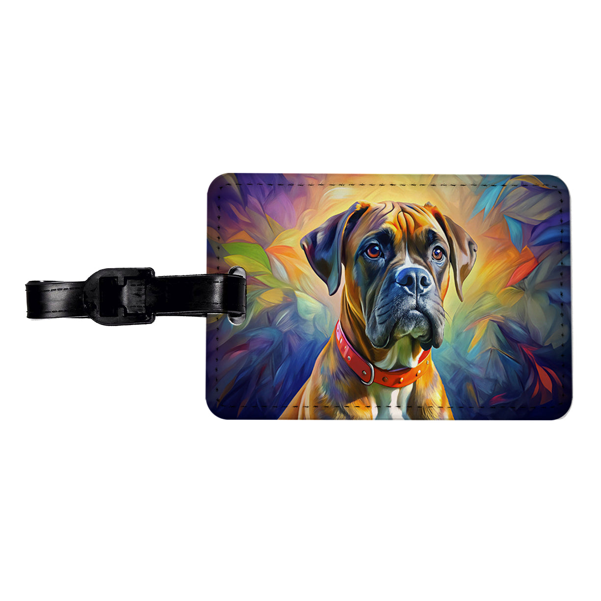 Boxer Dog Expressionism Art Travel Faux Leather Luggage Tag