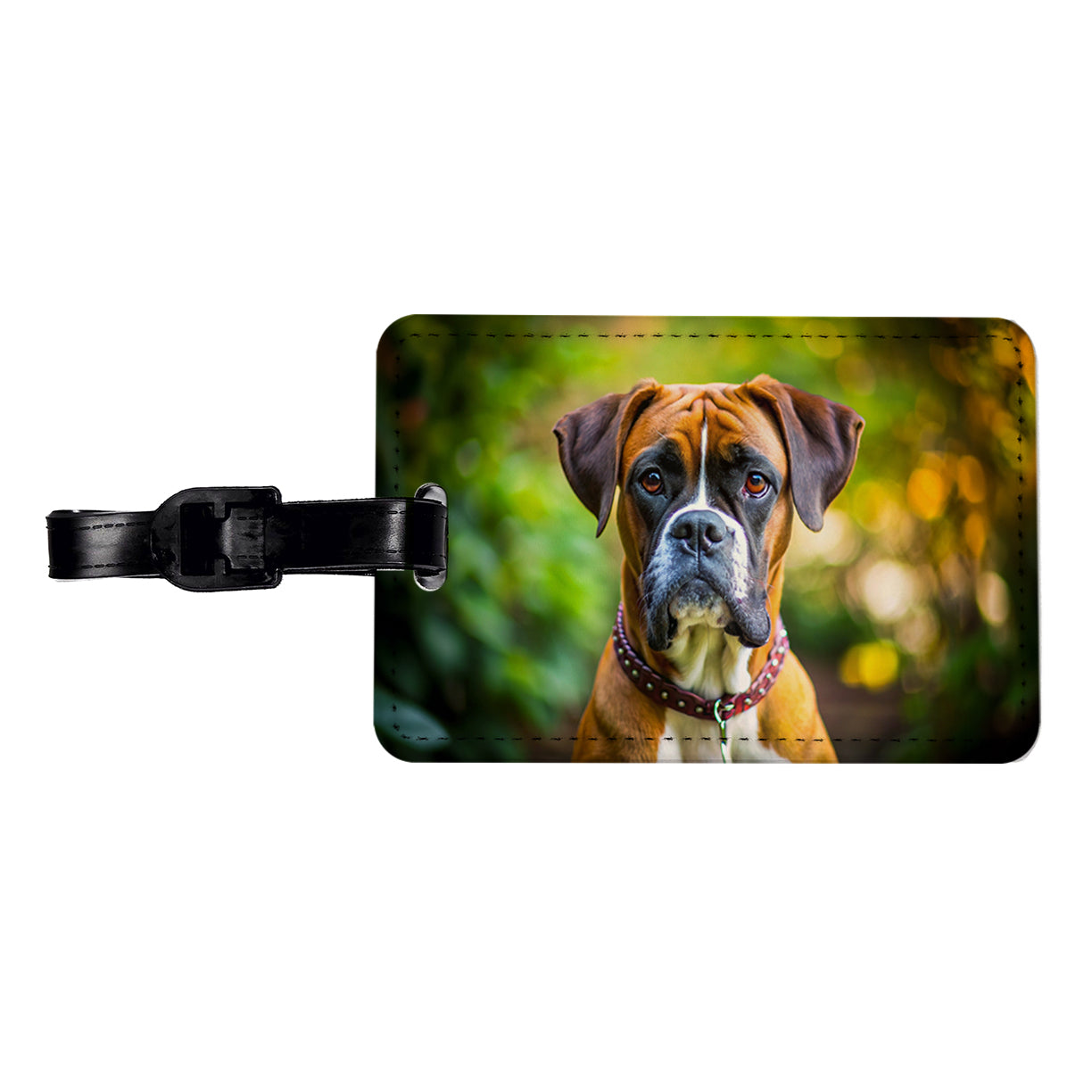 Boxer Dog Photo Travel Faux Leather Luggage Tag