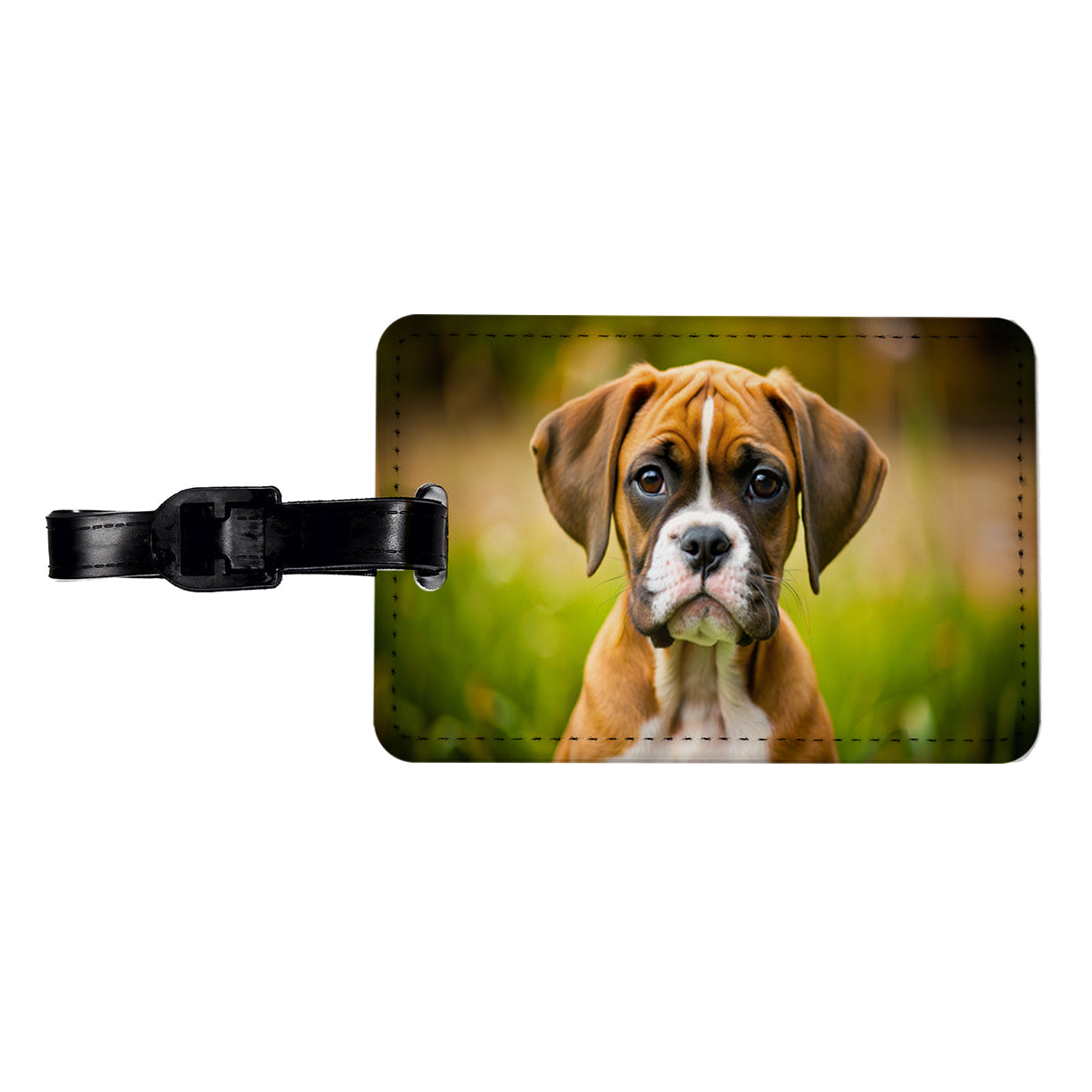 Boxer Dog Puppy Photo Travel Faux Leather Luggage Tag
