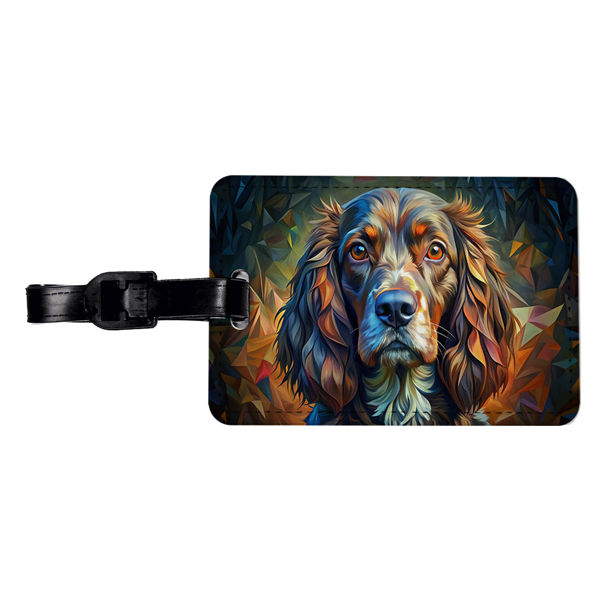 Boykin Spaniel Dog Abstract Stylized Art Travel Faux Leather Luggage Tag