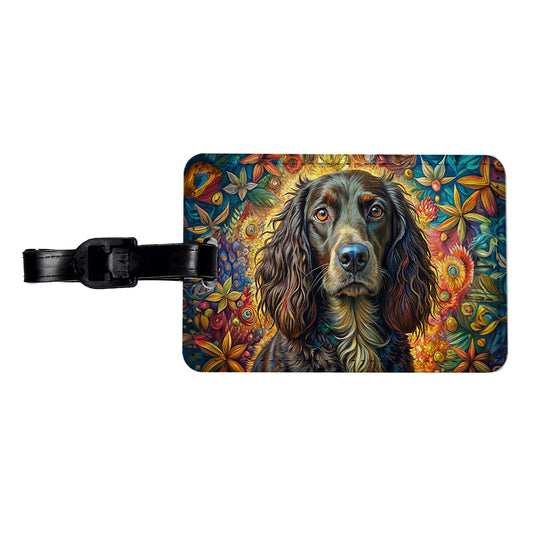 Boykin Spaniel Dog French Bohemian Art Travel Faux Leather Luggage Tag