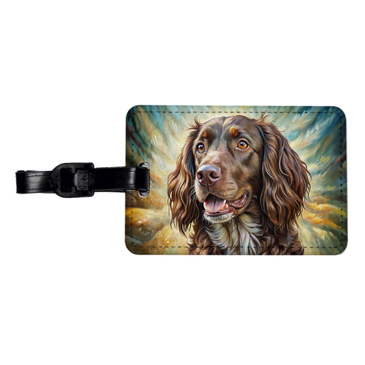 Boykin Spaniel Dog Illustration Travel Faux Leather Luggage Tag