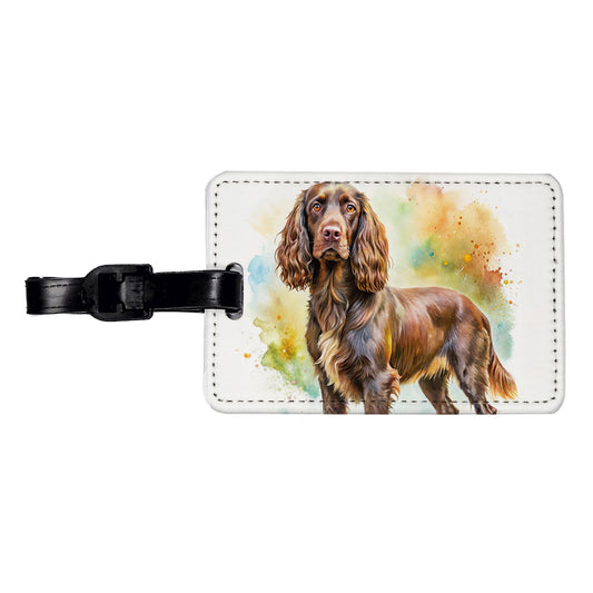 Boykin Spaniel Dog Watercolor Style Travel Faux Leather Luggage Tag