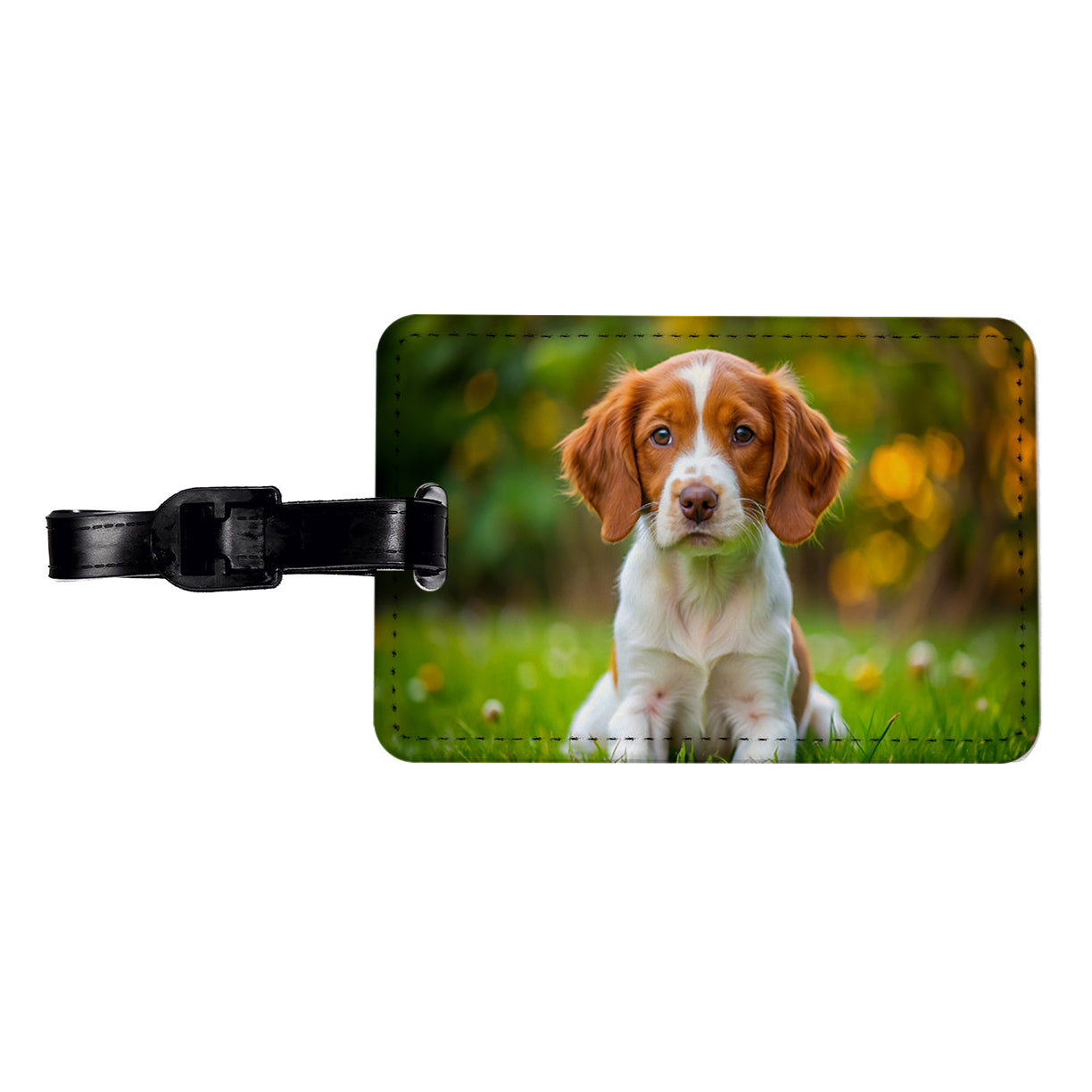 Brittany Spaniel Dog Puppy Photo Travel Faux Leather Luggage Tag