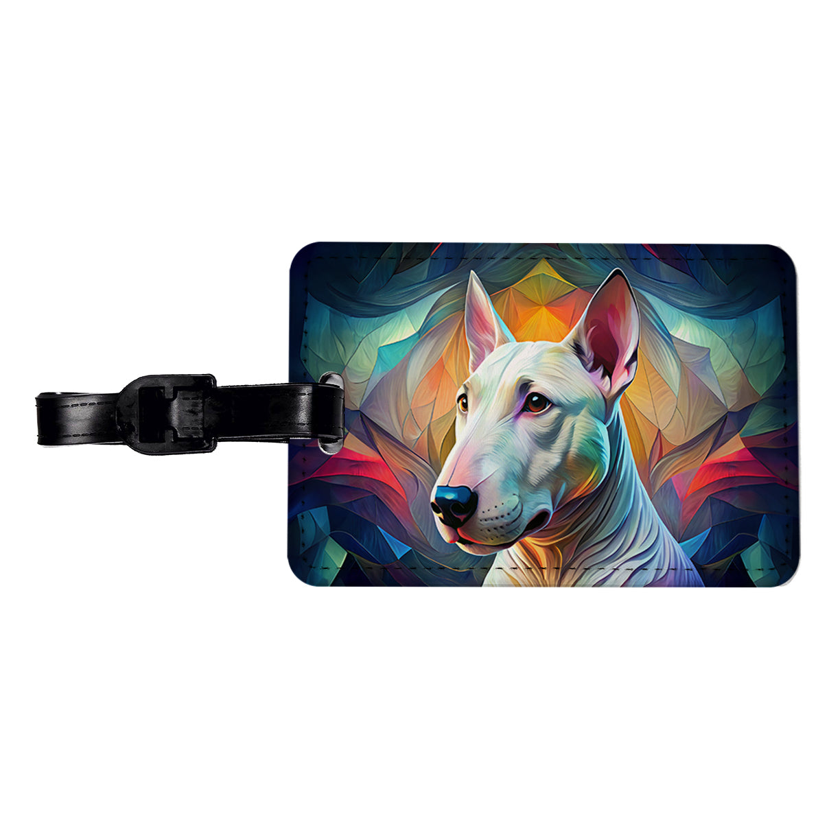 Bull Terrier Dog Abstract Stylized Art Travel Faux Leather Luggage Tag