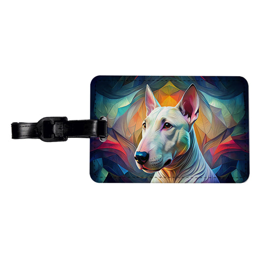 Bull Terrier Dog Abstract Stylized Art Travel Faux Leather Luggage Tag