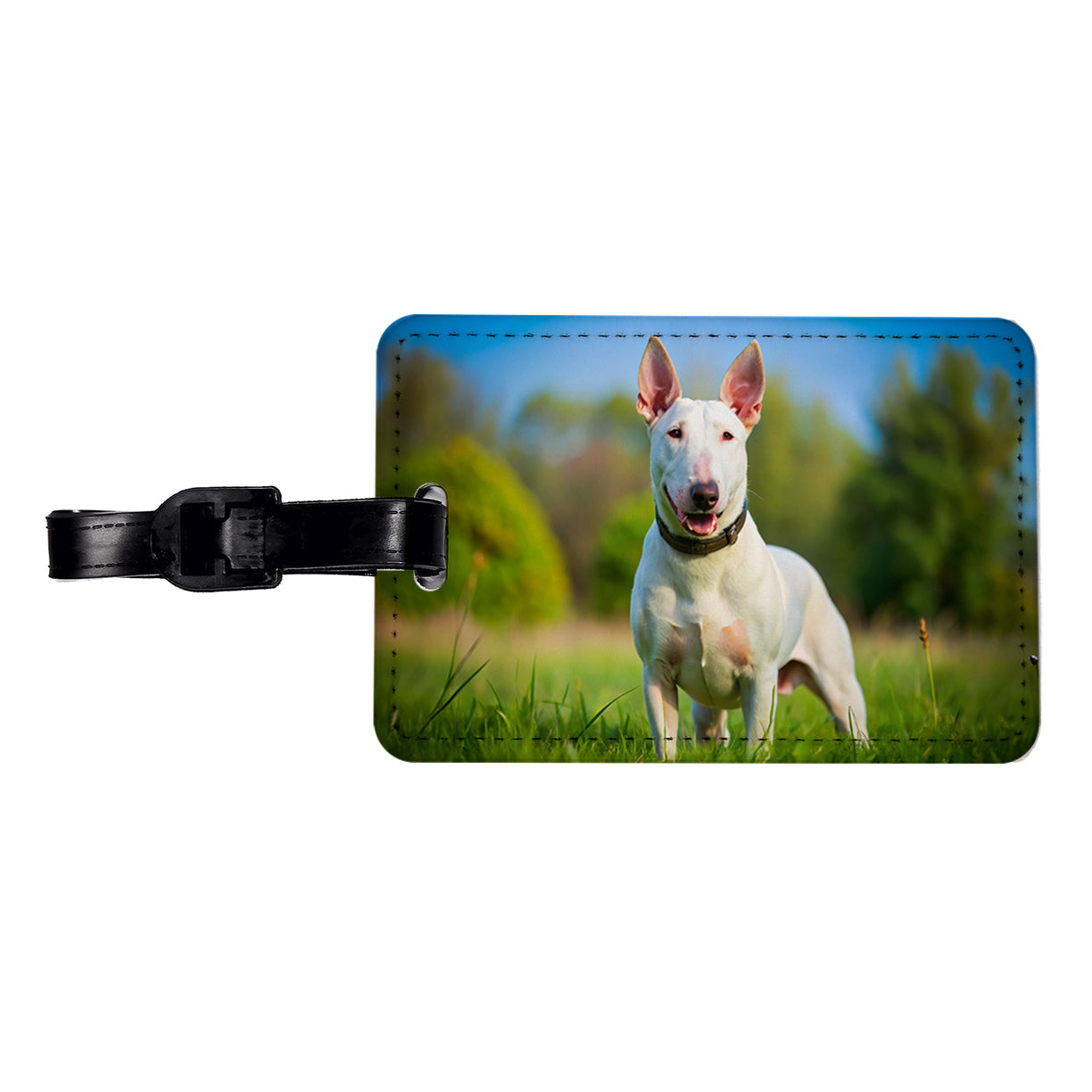 Bull Terrier Dog Photo Travel Faux Leather Luggage Tag