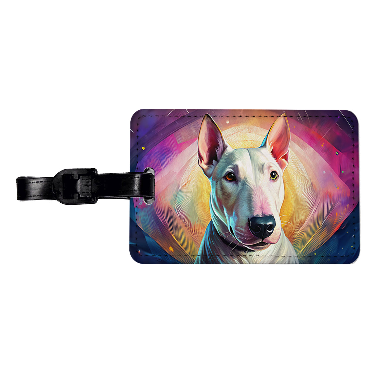 Bull Terrier Dog Pop Art Travel Faux Leather Luggage Tag