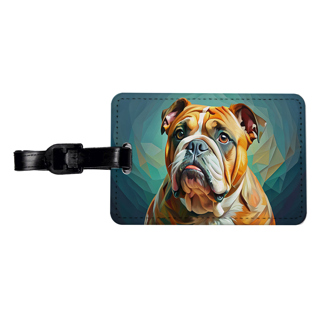 Bulldog Dog Expressionism Art Travel Faux Leather Luggage Tag