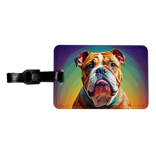 Bulldog Dog Pop Art Travel Faux Leather Luggage Tag