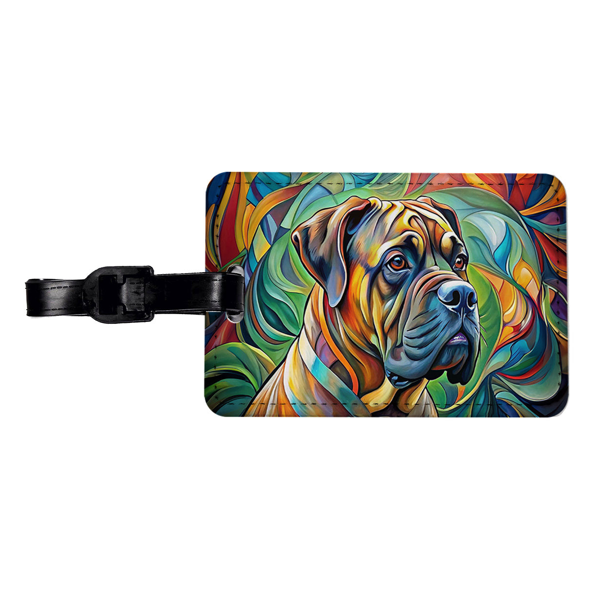 Bullmastiff Dog Abstract Art Travel Faux Leather Luggage Tag