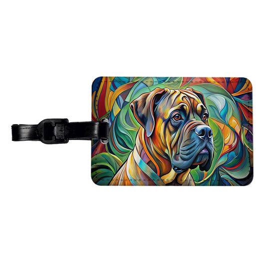 Bullmastiff Dog Abstract Art Travel Faux Leather Luggage Tag