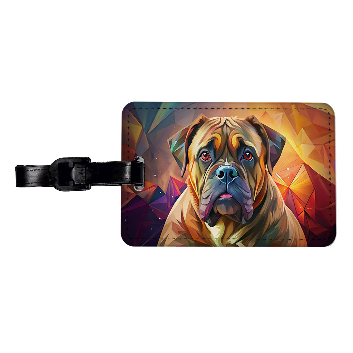 Bullmastiff Dog Contemporary Art Travel Faux Leather Luggage Tag