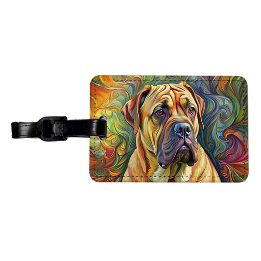 Bullmastiff Dog Expressionism Art Travel Faux Leather Luggage Tag